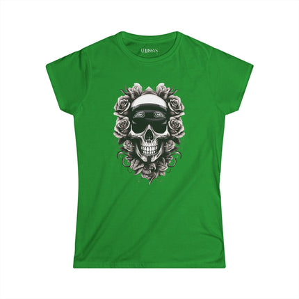 Ethno, Damen T-Shirt - Skull with Flowers