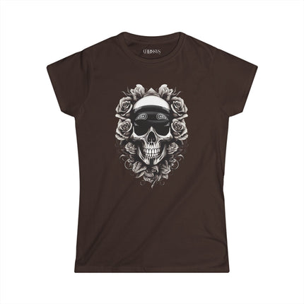 Ethno, Damen T-Shirt - Skull with Flowers