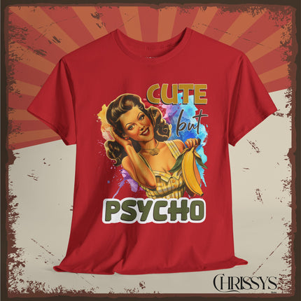 Retro, Baumwolle, Damen  T-Shirt - Cute but Psycho