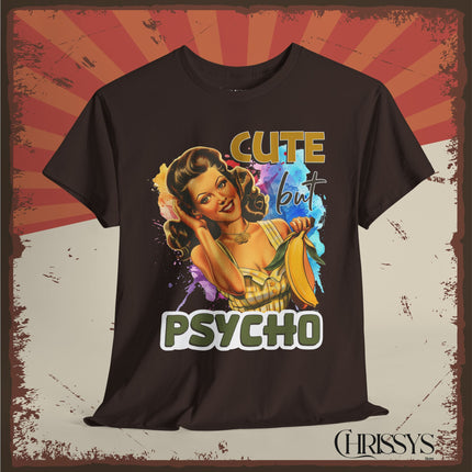 Retro, Baumwolle, Damen  T-Shirt - Cute but Psycho