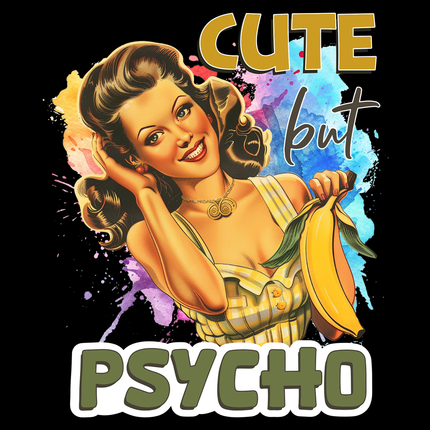 Retro, Baumwolle, Damen  T-Shirt - Cute but Psycho