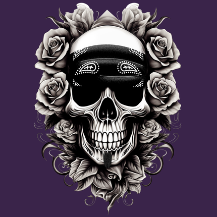 Ethno, Damen T-Shirt - Skull with Flowers