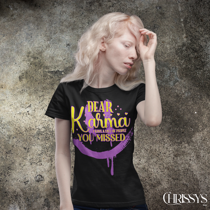 Schwere Baumwolle, Unisex T-Shirt – „Dear Karma“ | Witziges Statement-Shirt