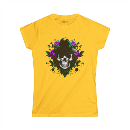 Ethno, Damen T-Shirt - Skull with Flower