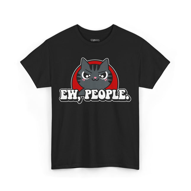 Black Edition, Schwere Baumwolle, Unisex T-Shirt – „Ew, People“ | Sarkastisches Statement-Shirt