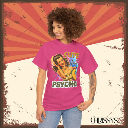 Retro, Baumwolle, Damen  T-Shirt - Cute but Psycho